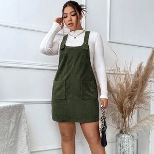 Corduroy Overall Dress With Pockets